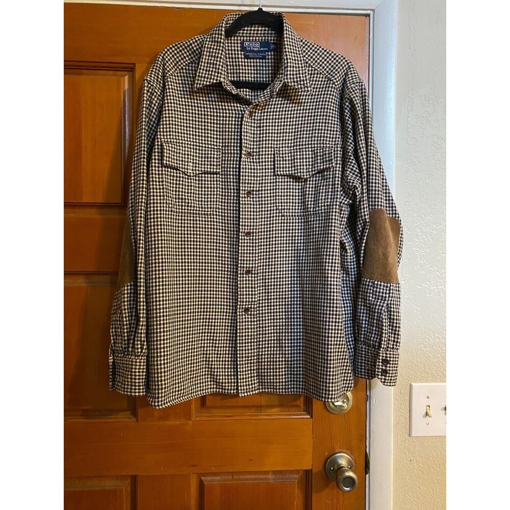 Polo Ralph Lauren Brown Cotton Flannel Camp Shirt SZ XL